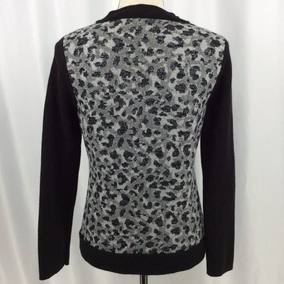 Pendleton Cardigan Sweater Womens Small Full Zip Leopard Print Wool Metallic - Picture 3 of 8